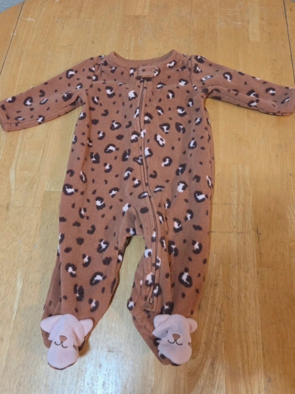 Carter's Brown Leopard Print Footed One-Piece